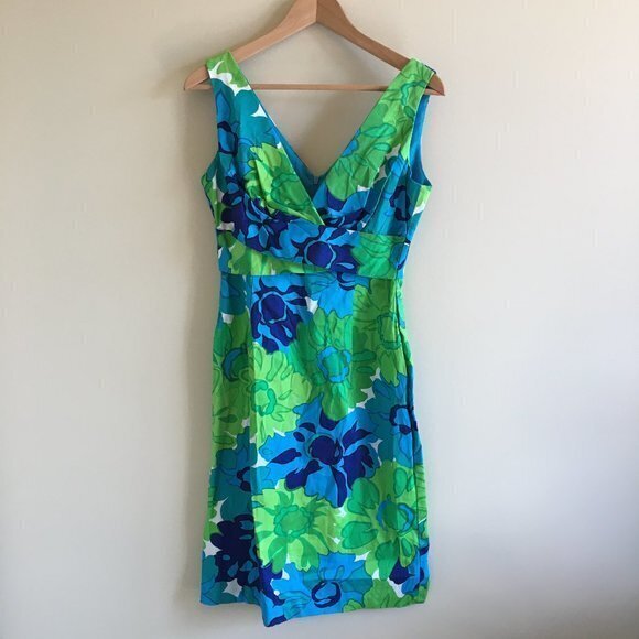 NEW Donna Ricco Floral Fitted Midi‎ Double V Dress - Picture 1 of 7